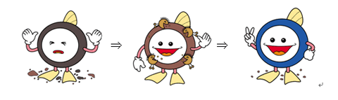 イラスト：きれいになっていくスイスイ