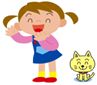 イラスト：子どもとネコ