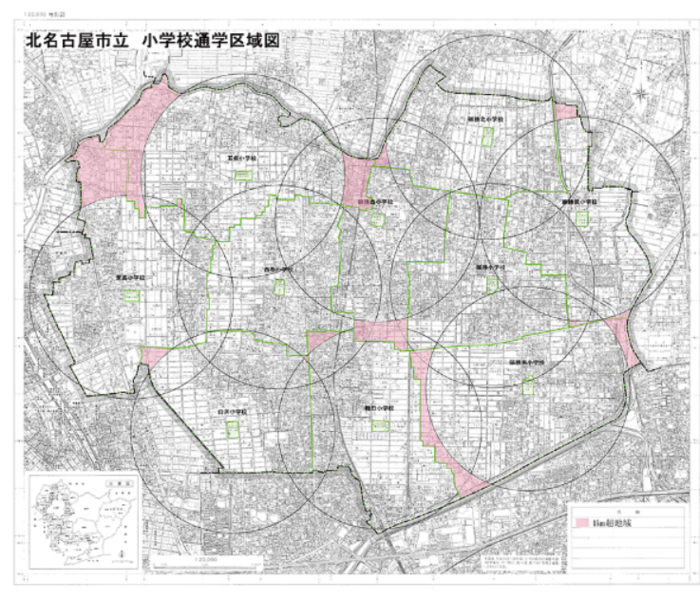 キャプチャ画像：小学校通学区域図