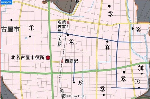 地図：市内のラジオ体操会場