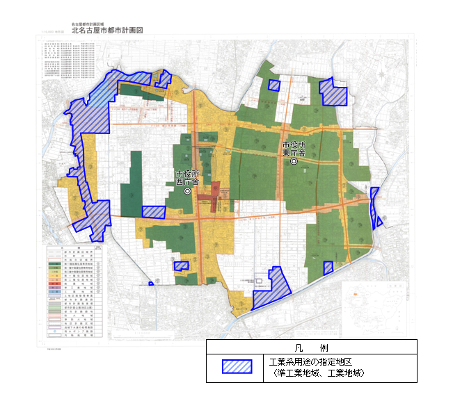 地図：北名古屋市都市計画図　登録可能物件（ア）