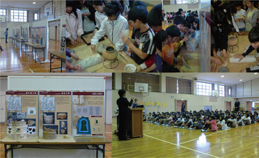 写真：師勝南小学校6年生を対象に出前博物館「土に埋もれた歴史」を開催