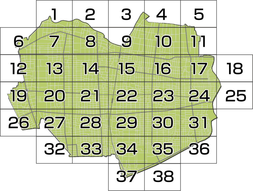 地図：北名古屋市都市計画基本図（四分割図）　1/2500