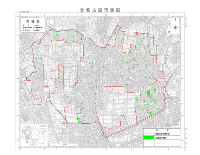地図：名古屋都市計画生産緑地地区　総括図