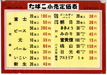 タバコの値段