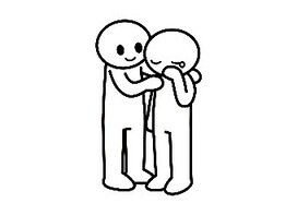 画像：泣いている人を支えているイラスト