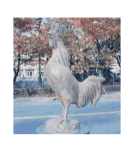 ブロンズで出来た鶏の像の画像